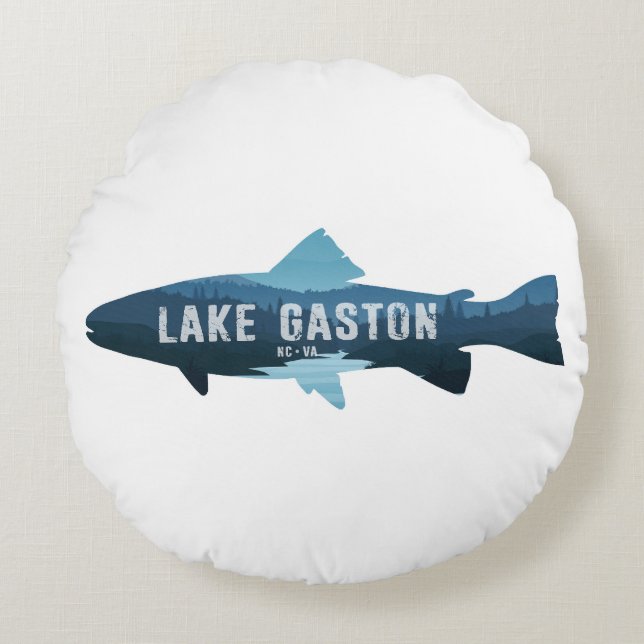 Lake Gaston North Carolina Virginia Fish Throw Pil Round Cushion (Front)