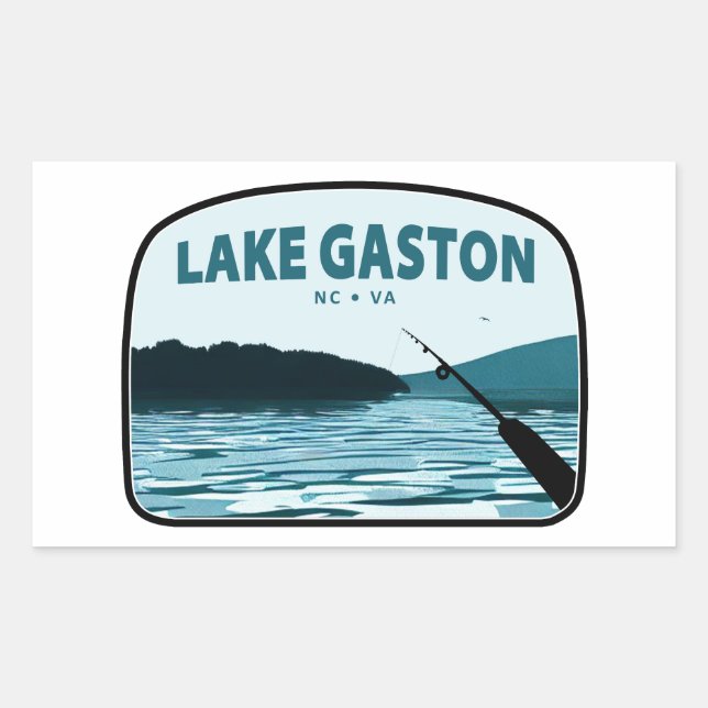 Lake Gaston North Carolina Virginia Fishing Rod Rectangular Sticker (Front)