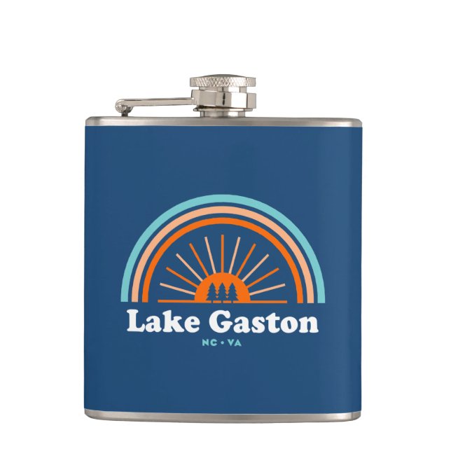 Lake Gaston North Carolina Virginia Rainbow Hip Flask (Front)