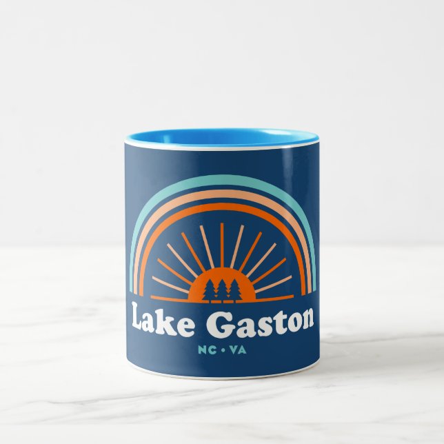 Lake Gaston North Carolina Virginia Rainbow Two-Tone Coffee Mug (Center)