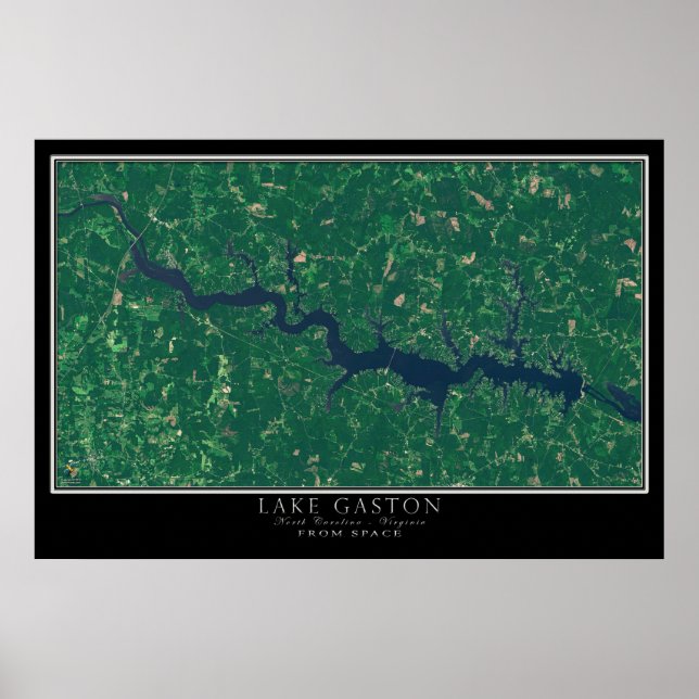 Lake Gaston North Carolina - Virginia Satellite Poster (Front)