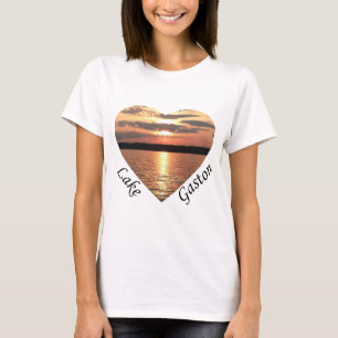 Lake Gaston Sunset Heart With Lake Gaston Text T-Shirt