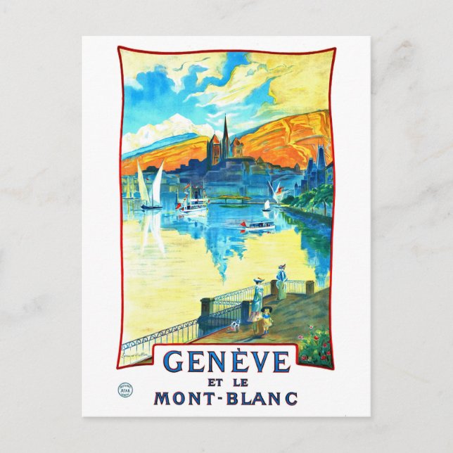 Lake Geneva overlooked by Mont Blanc Postcard (Front)