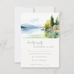 Lake Geneva Switzerland Landscape Scape Wedding RSVP Card