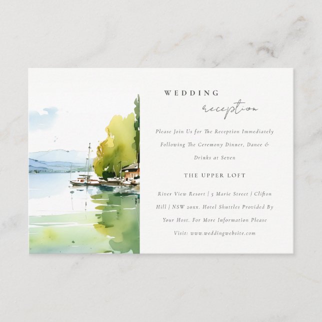 Lake Geneva Switzerland Scape Wedding Reception Enclosure Card (Front)