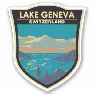 Lake Geneva Switzerland Travel Art Vintage
