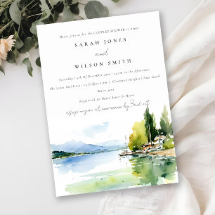 Lake Geneva Switzerland Watercolor Couples Shower Invitation