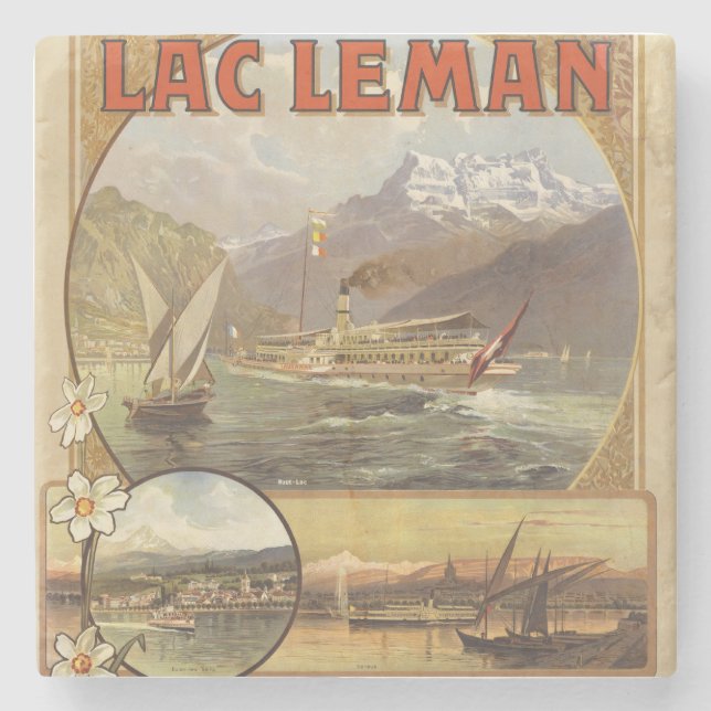 Lake Geneva Travel Stone Coaster (Front)