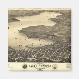 Lake Geneva Vintage Map Magnet