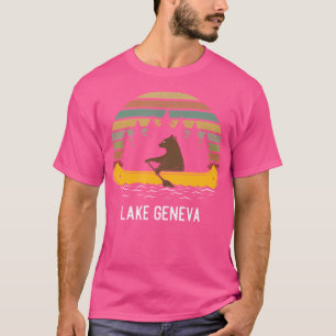 Lake Geneva Vintage Retro Sunset Bear Canoe Outdoo T-Shirt