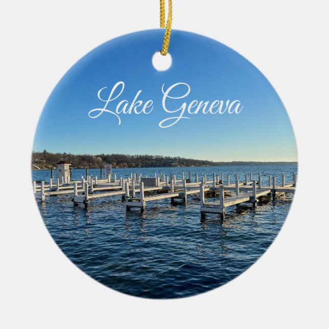 Lake Geneva Wisconsin Ceramic Ornament (Front)