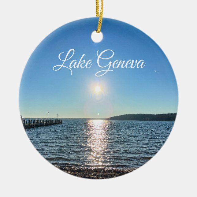 Lake Geneva Wisconsin Ceramic Ornament (Front)