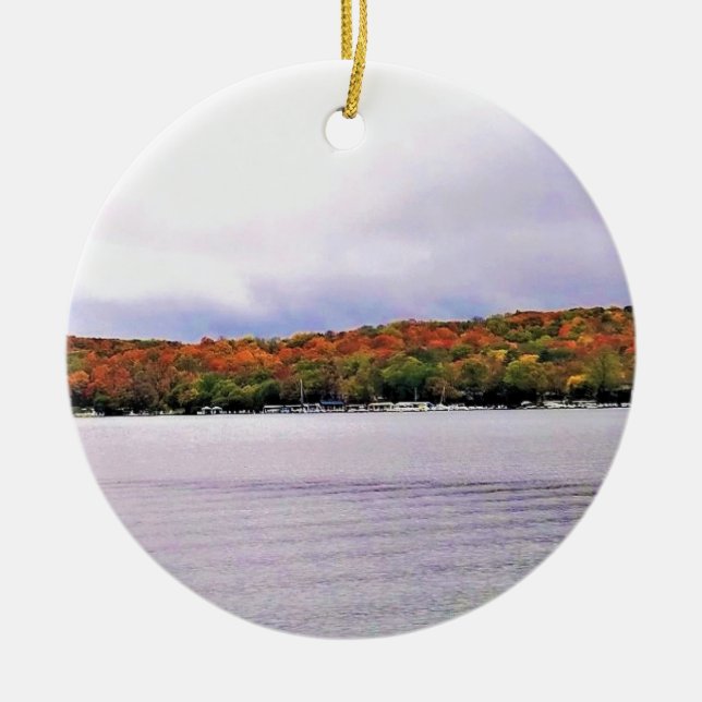 Lake Geneva, Wisconsin Ceramic Tree Decoration (Front)