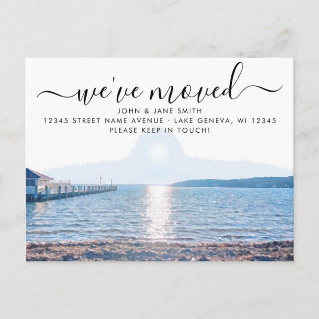 Lake Geneva Wisconsin Moving Announcement Postcard (Front)