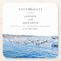 Lake Geneva Wisconsin Paper Coaster Save the Date