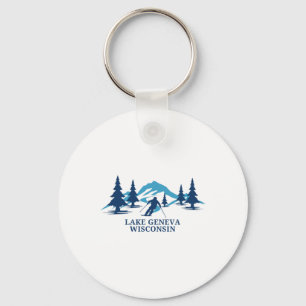 Lake Geneva Wisconsin Ski Resort Skiing Skier  Key Ring
