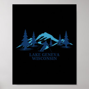 Lake Geneva Wisconsin Ski Resort Skiing Skier  Poster