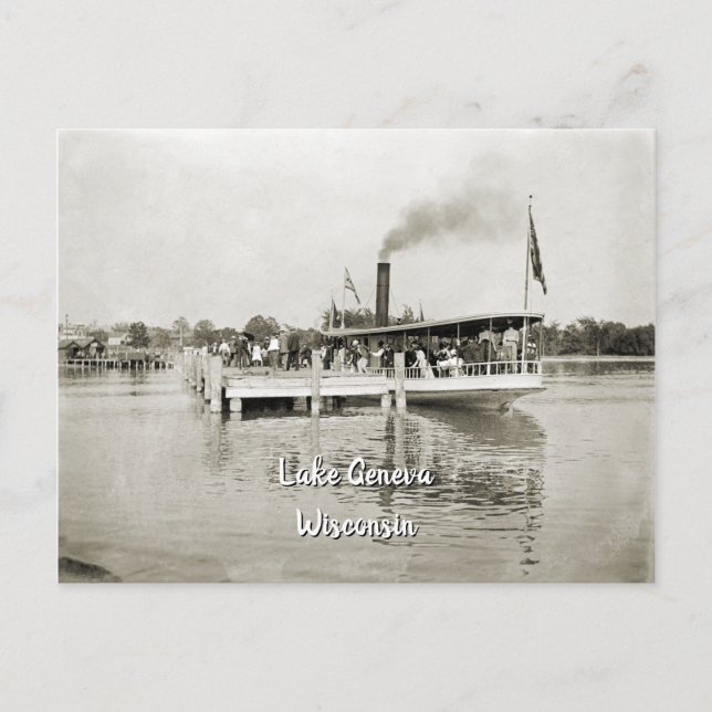 Lake Geneva Wisconsin Steamboat Steamer 1890's Postcard (Front)