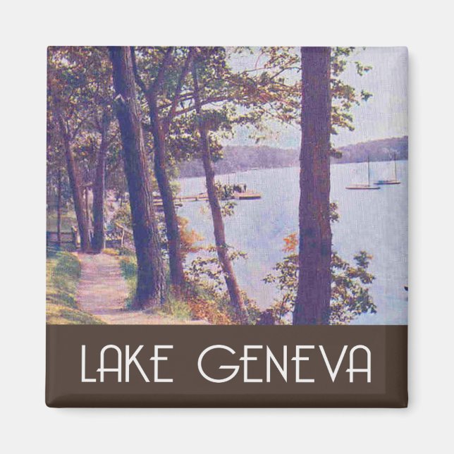 Lake Geneva, Wisconsin vintage scene Magnet (Front)