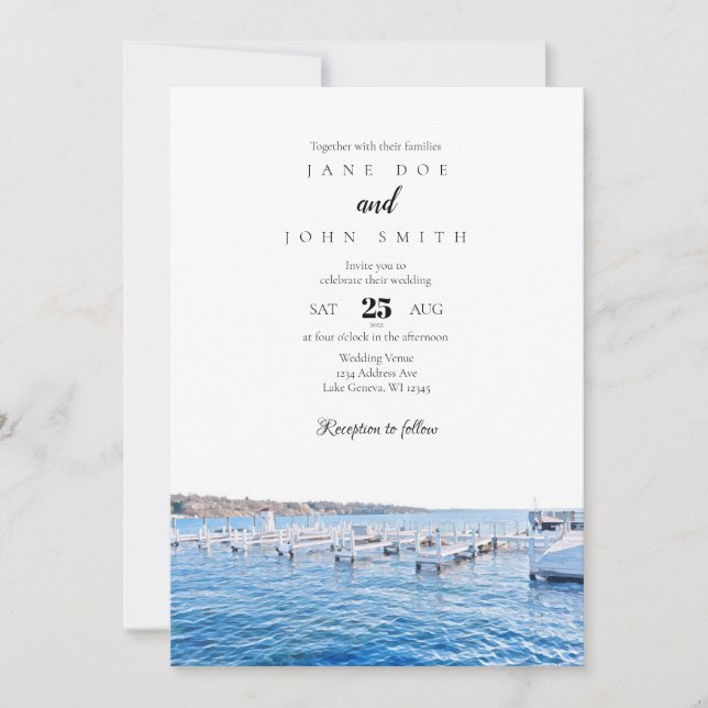 Lake Geneva Wisconsin Wedding Invitation (Front)
