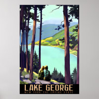 Lake George New York Boy and Girl Travel Poster