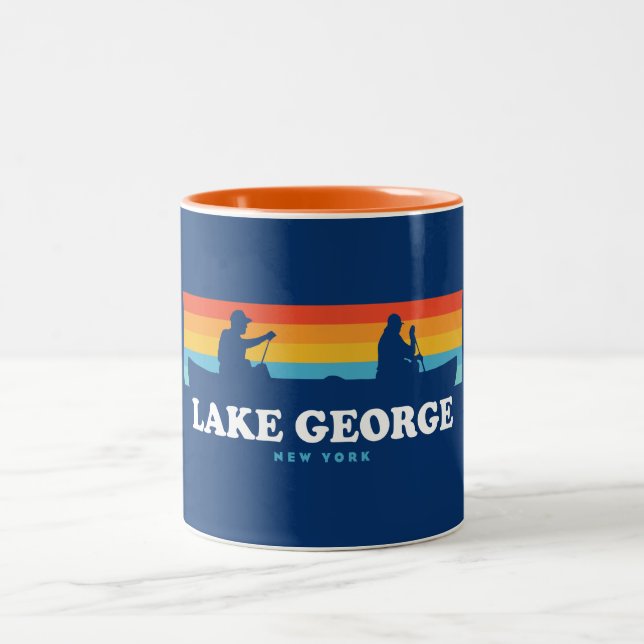 Lake George, New York Canoe Two-Tone Coffee Mug (Center)
