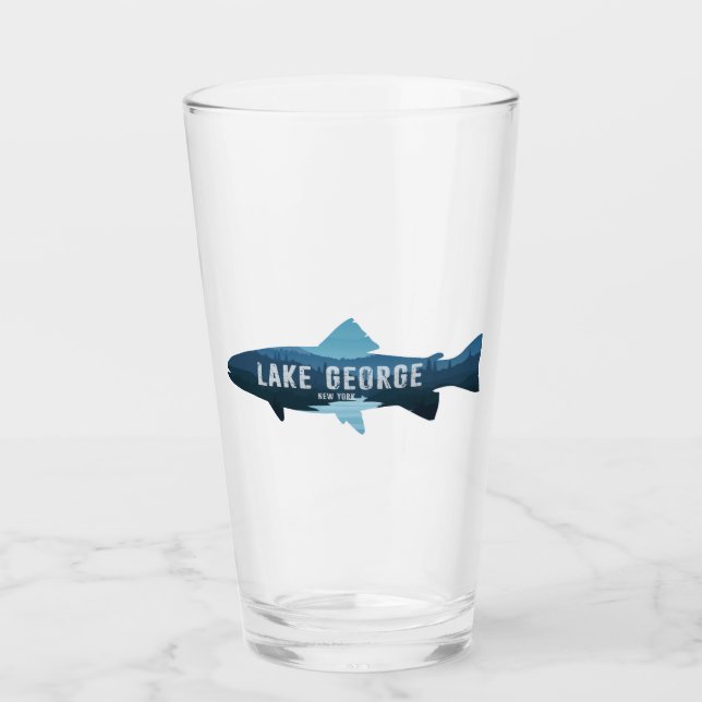 Lake George New York Fish Glass (Front)