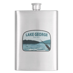 Lake George New York Fishing Rod Hip Flask