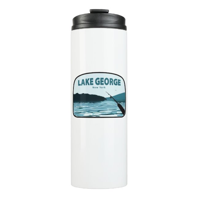Lake George New York Fishing Rod Thermal Tumbler (Front)