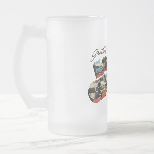 Lake George New York Frosted Glass Beer Mug (Left)