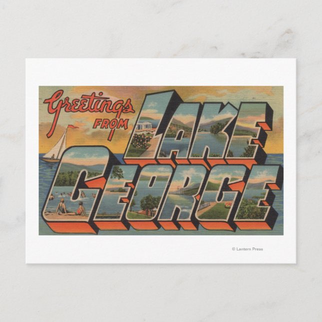 Lake George, New York - Large Letter Scenes Postcard (Front)