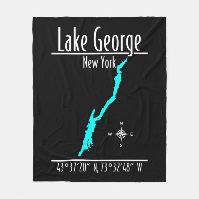 Lake George New York Map Fleece Blanket (Front)