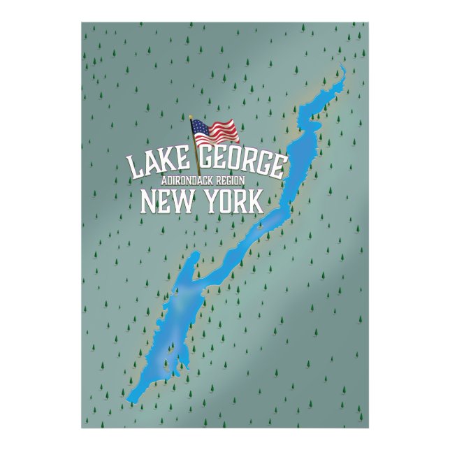Lake George New York Map Photo Print (Front)