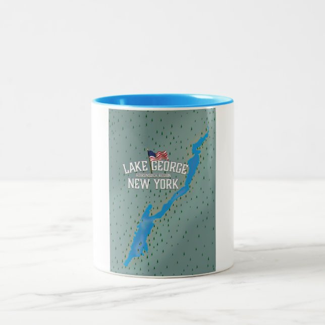 Lake George New York Map Two-Tone Coffee Mug (Center)
