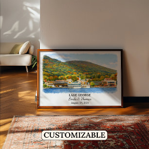 Lake George New York Poster, Watercolor, Custom Poster