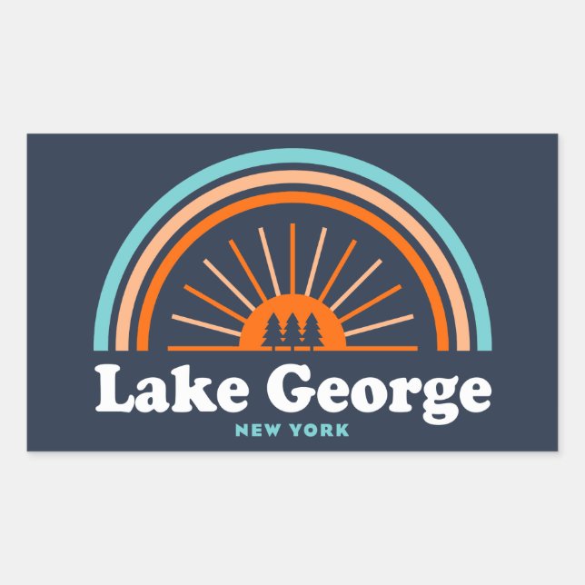 Lake George, New York Rainbow Rectangular Sticker (Front)
