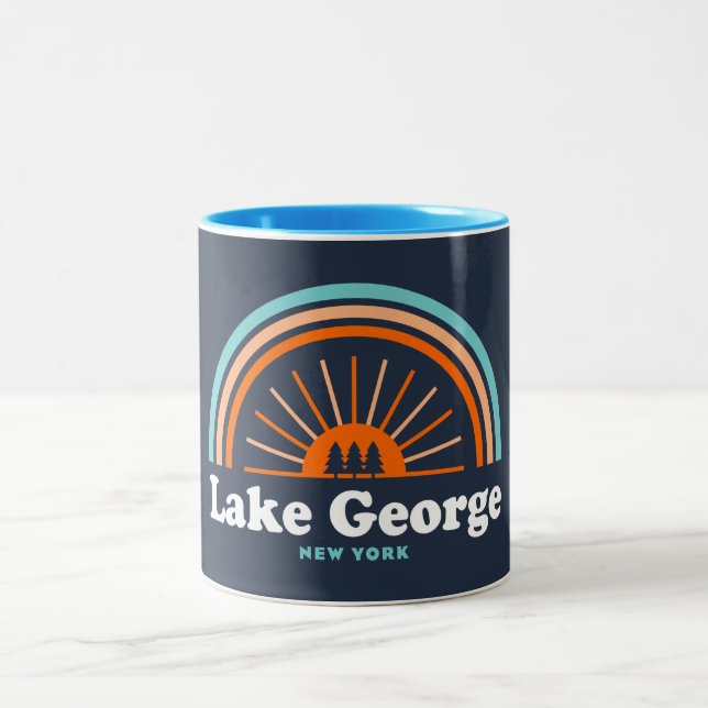 Lake George, New York Rainbow Two-Tone Coffee Mug (Center)
