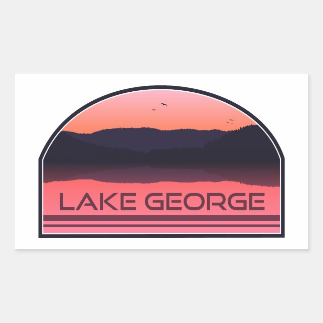 Lake George New York Red Sunrise Rectangular Sticker (Front)