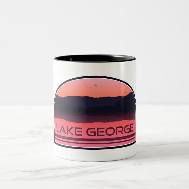 Lake George New York Red Sunrise Two-Tone Coffee Mug (Center)