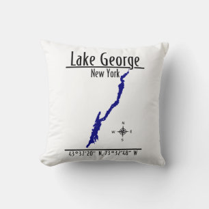 Lake George New York Shoreline Map Coordinates Cushion