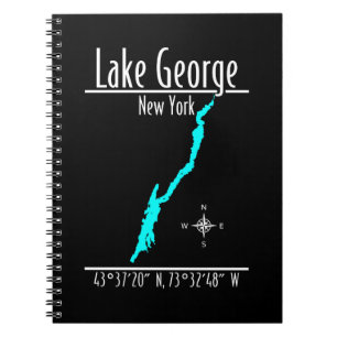 Lake George New York Shoreline Map Coordinates Notebook