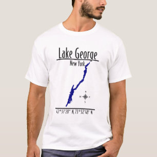 Lake George New York Shoreline Map Coordinates T-Shirt
