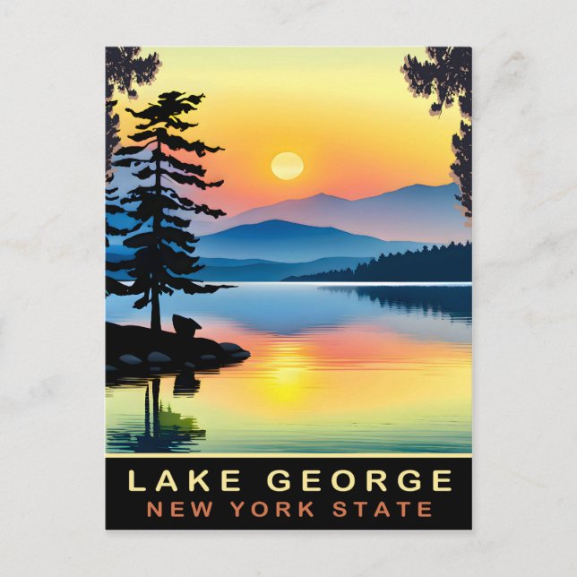 Lake George, New York State, Travel Postcard (Front)