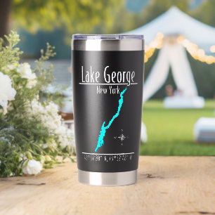 Lake George New York Two-Sided Shoreline Map Insulated Tumbler