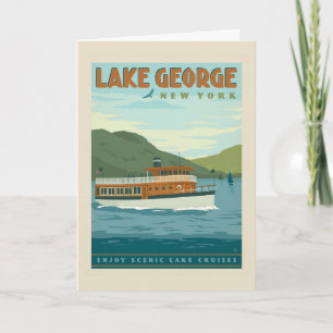 Lake George, New York   Vintage Boat Card