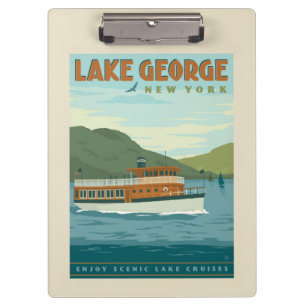 Lake George, New York Vintage Boat Clipboard