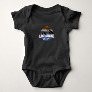 Lake George - New York - Vintage Sunset Baby Bodysuit
