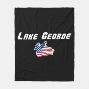 Lake George NY Patriotic Eagle Fleece Blanket