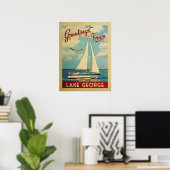 Lake George Sailboat Vintage Travel New York Poster (Home Office)