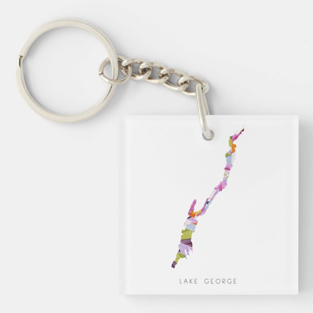 Lake George Silhouette Map Keychain (Front)
